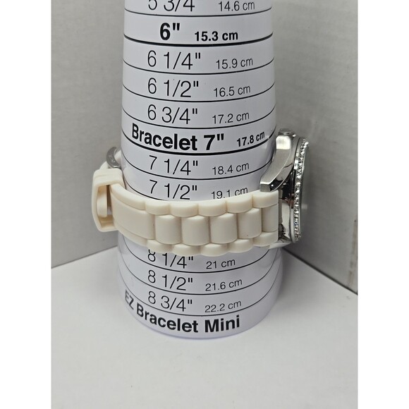 Fossil Riley Womens 40mm Watch White Silicone Glitz Bezel Quartz New Battery WR - Picture 7 of 10